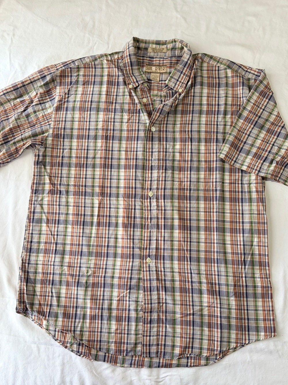 Sun River Men's Short Sleeve Plaid Button-Down Shirt in Multi-Color